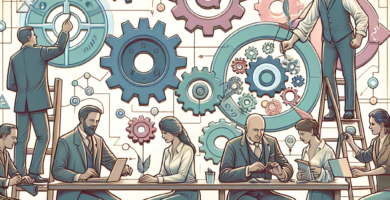 A colorful abstract painting featuring vibrant swirls and geometric shapes.